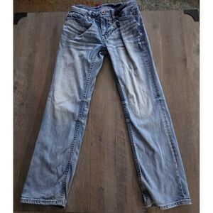 BKE Buckle Aiden Stretch Straight Leg Jeans Mens Size 26x30 Distressed Dark Spot